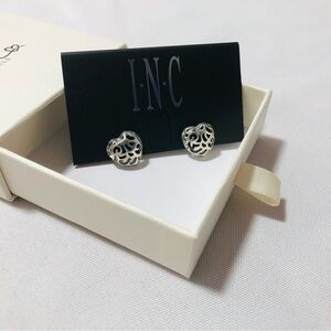 New INC silver heart earrings